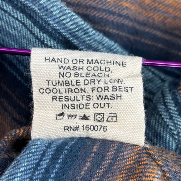 Woolly Flannel Shirt Mens 2XL Blue Orange Stripe Button Down Washable Wool Blend - Picture 12 of 12